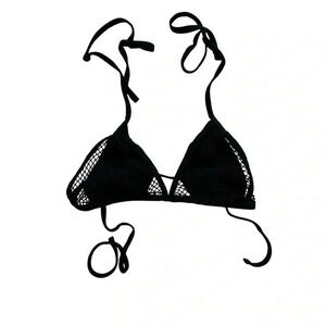 Black Fish Net Style Bikini Top. Swim Summer Small